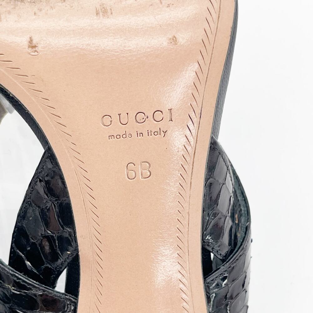 Gucci 2004 Tom Ford Black Python Snakeskin Serpent Head Bamboo Heel Sandals US 6 - Picture 14 of 15